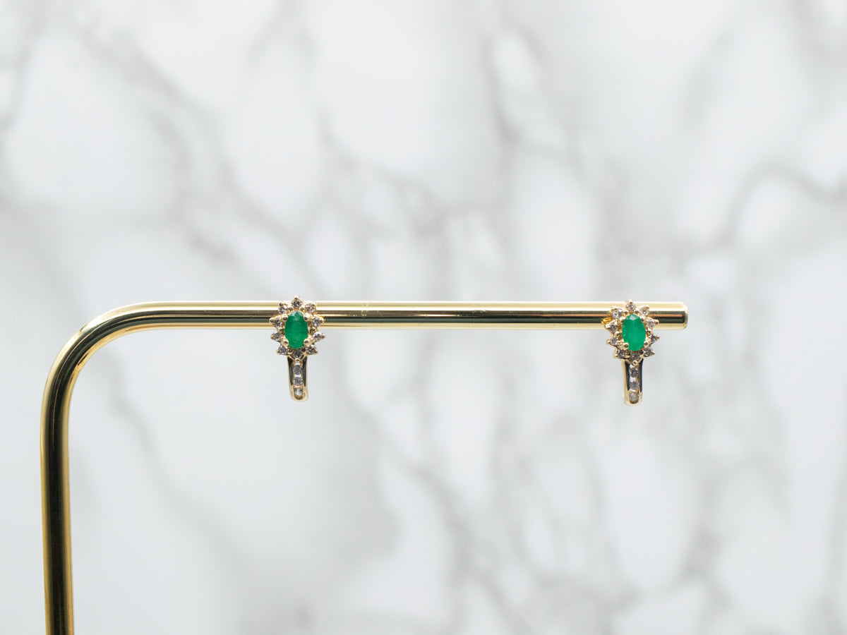 Emerald and Diamond Stud Earrings