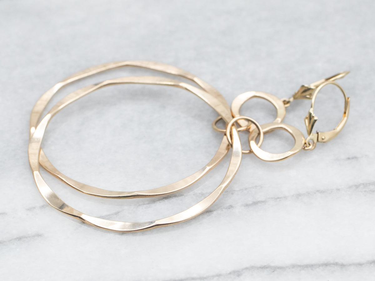 Hammered Gold Circle Drop Earrings