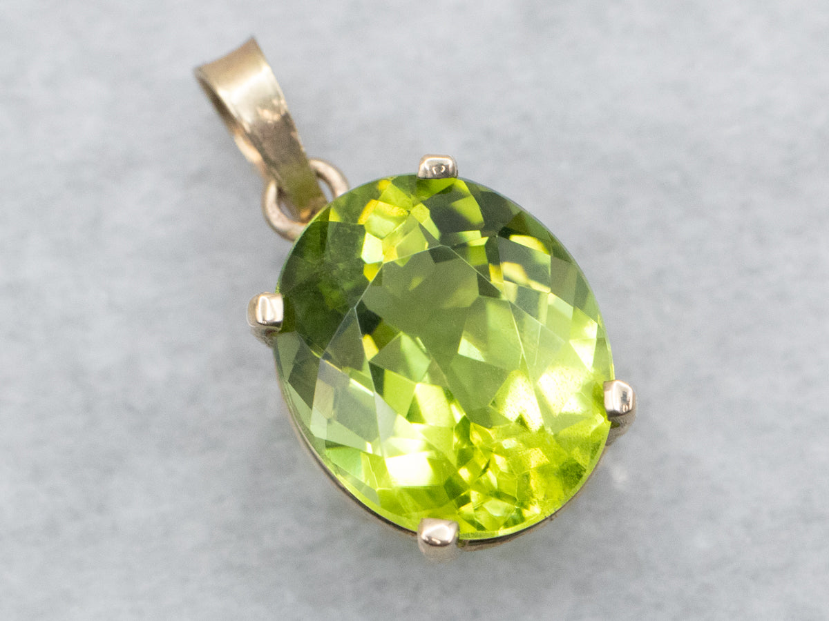 Oval Cut Peridot Solitaire Pendant