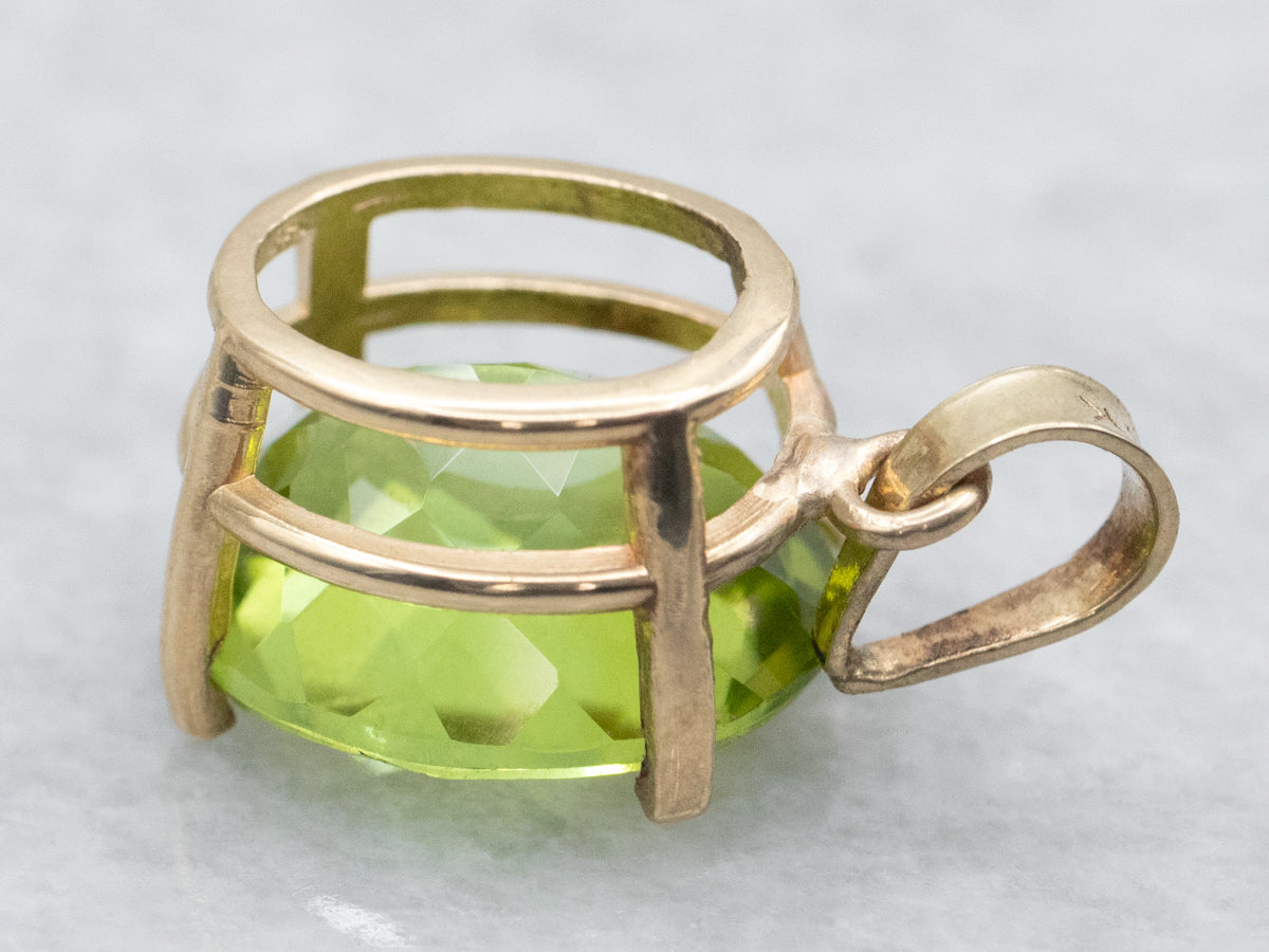 Oval Cut Peridot Solitaire Pendant