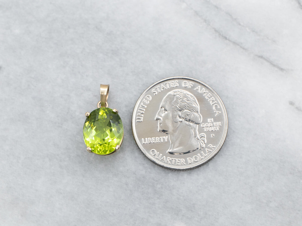 Oval Cut Peridot Solitaire Pendant