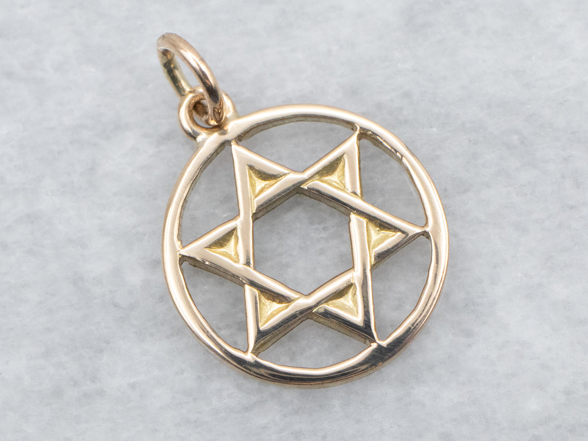 Yellow Gold Star of David Charm Pendant