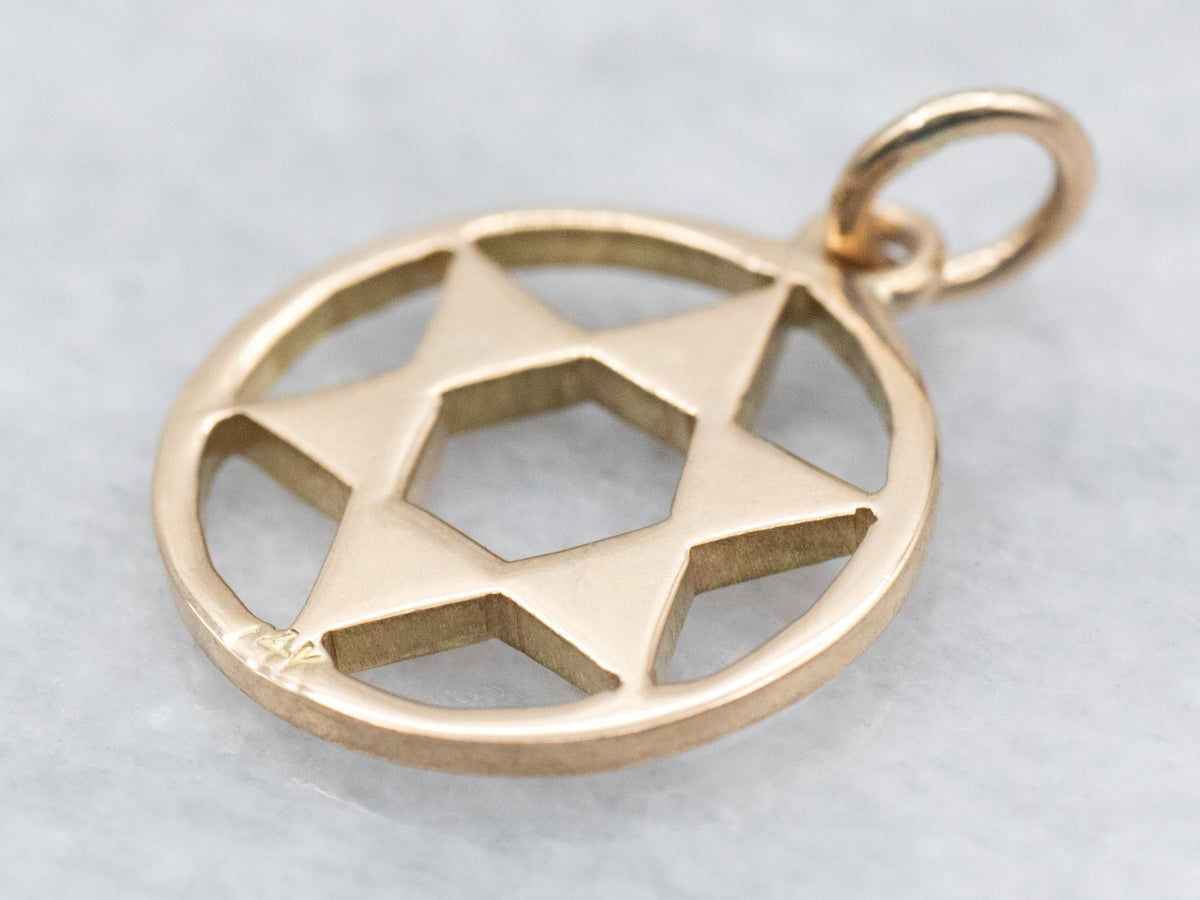 Yellow Gold Star of David Charm Pendant