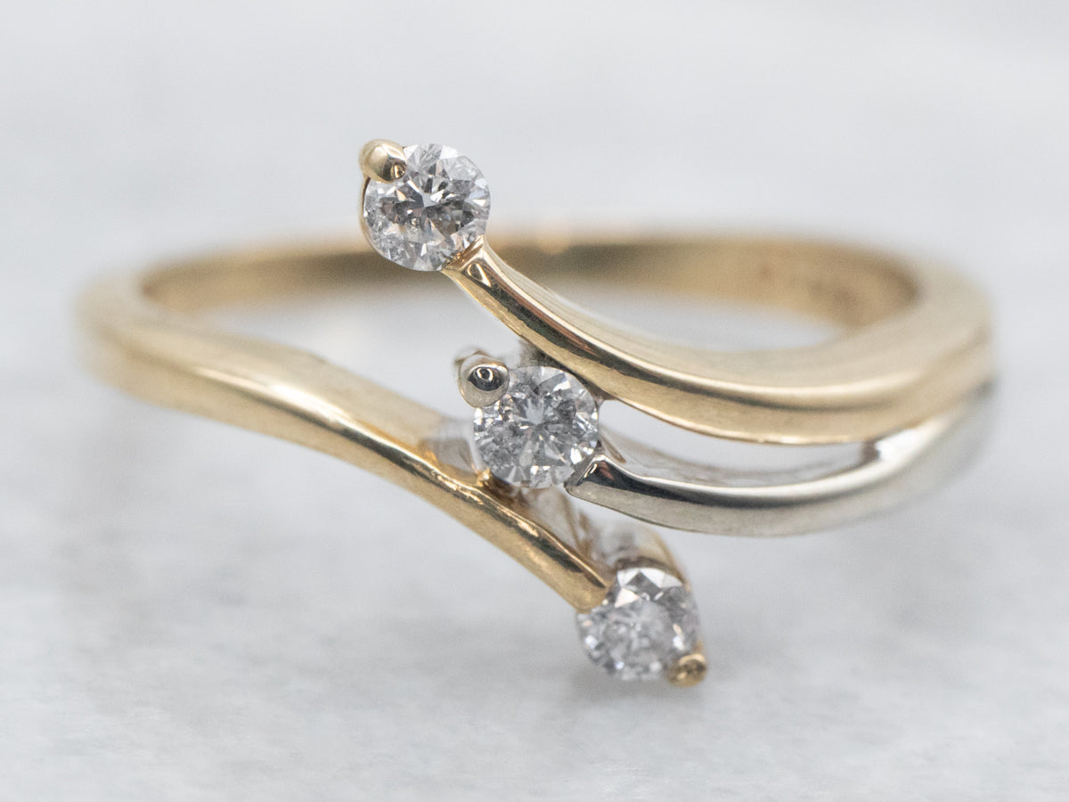 Three Stone Diamond Bypass Ring