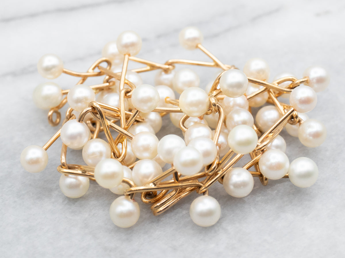 Modernist Gold Saltwater Pearl Necklace