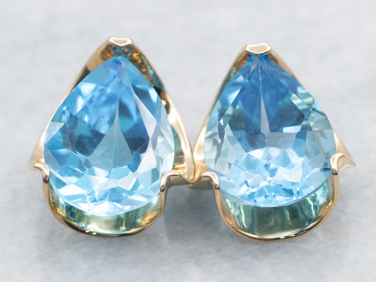 Teardrop Blue Topaz Stud Earrings