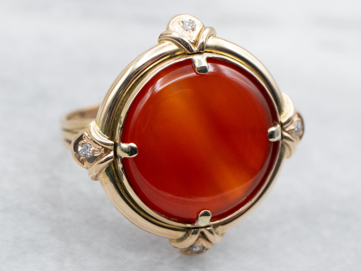 Carnelian and Diamond Cocktail Ring