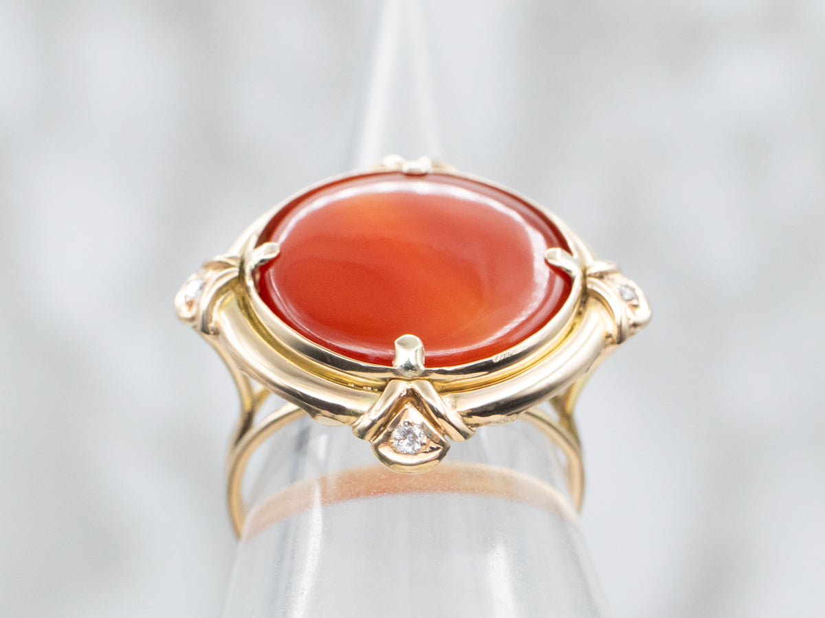 Carnelian and Diamond Cocktail Ring