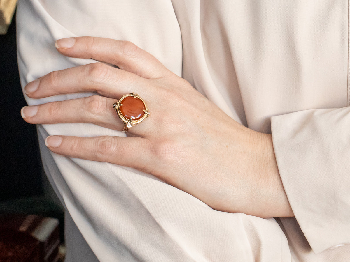 Carnelian and Diamond Cocktail Ring