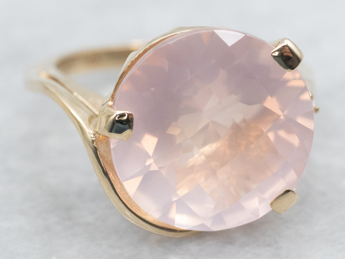 Pink Quartz Cocktail Ring with Diamond Accent