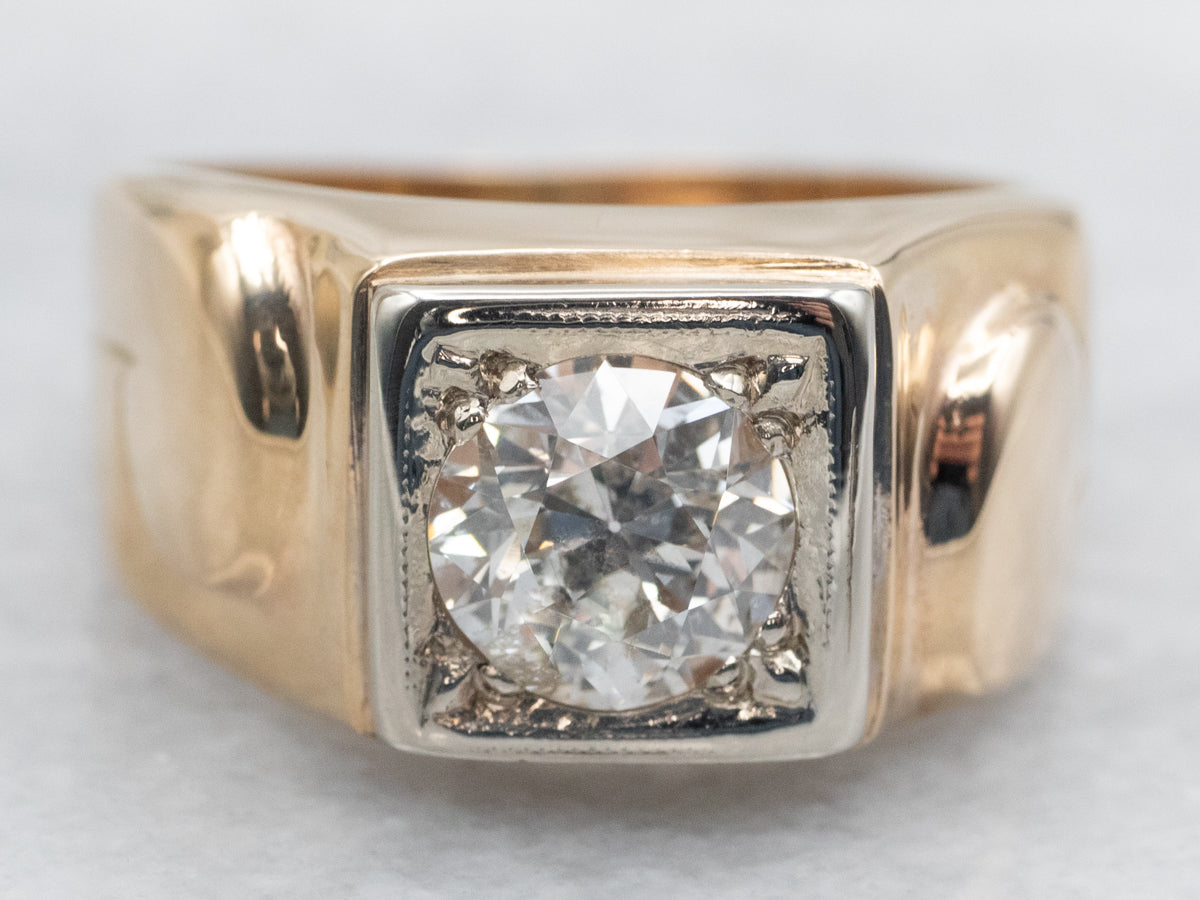 Men's Retro Era European Cut Diamond Ring