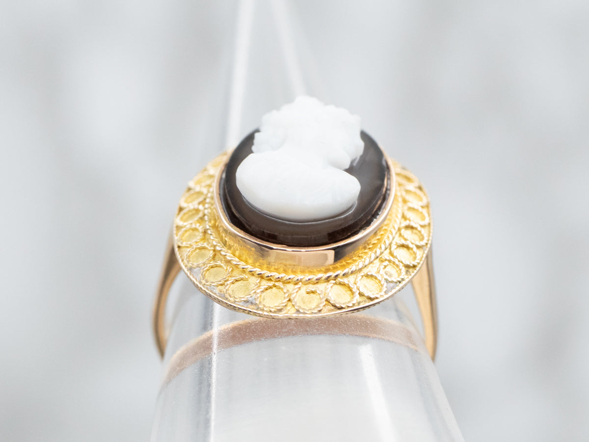 Antique Gold Sardonyx Cameo Ring