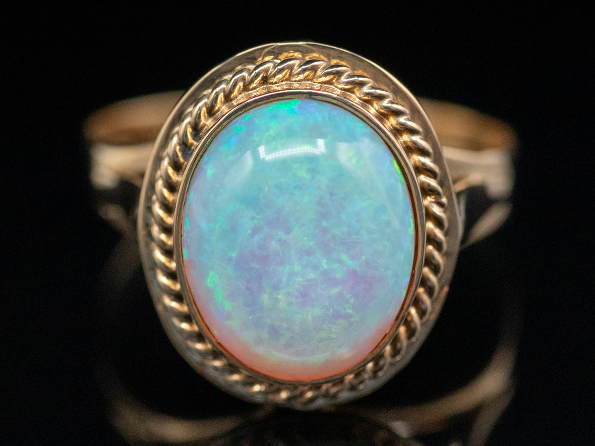 Vintage Gold Opal Solitaire Ring