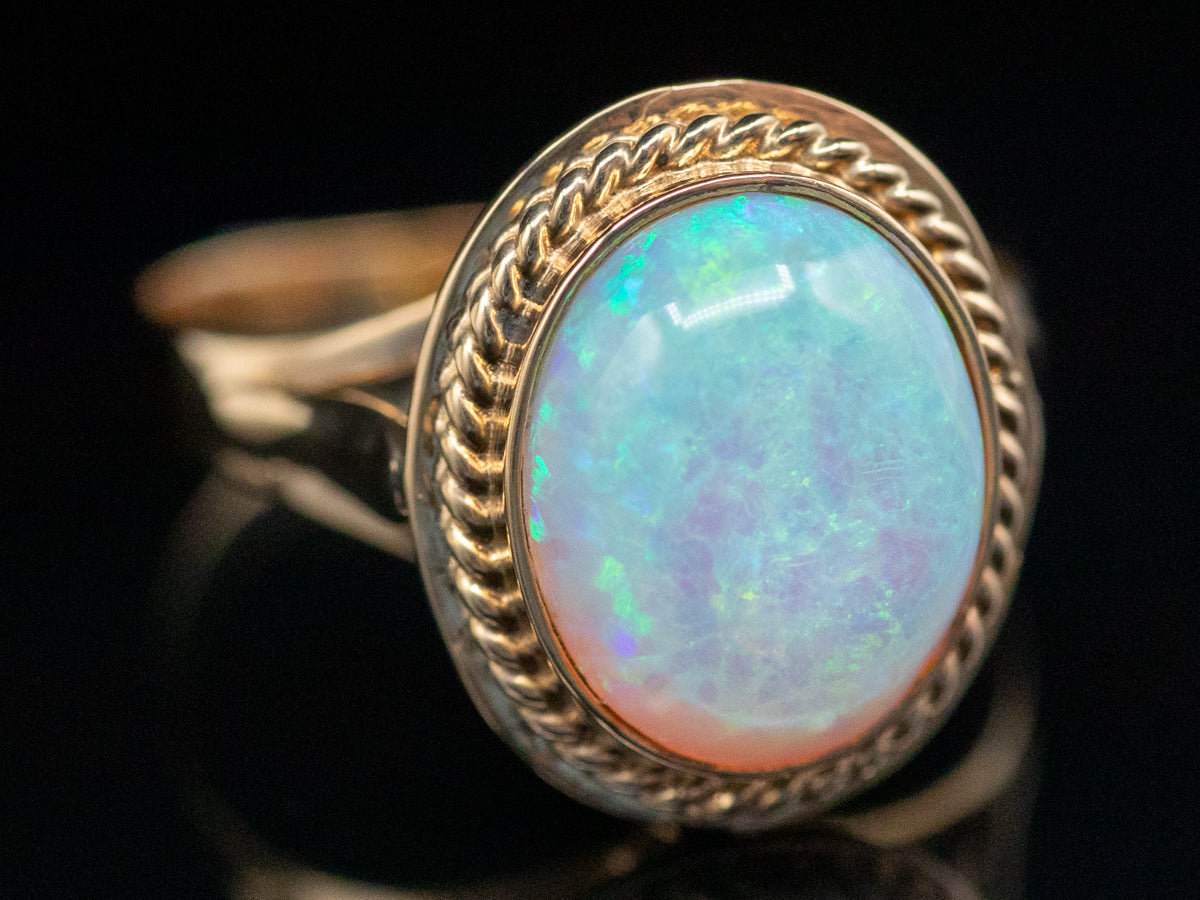 Vintage Gold Opal Solitaire Ring