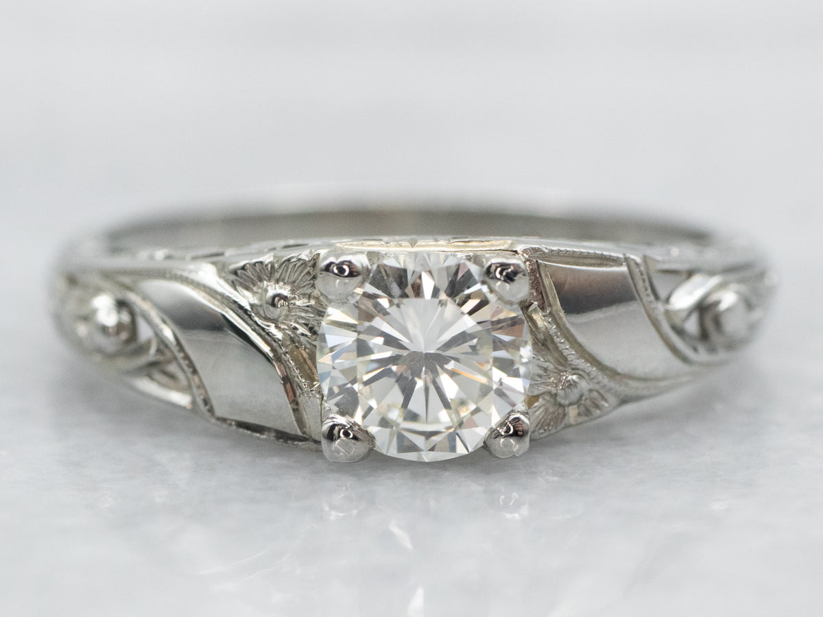 Sweet Late Art Deco Diamond Solitaire Engagement Ring