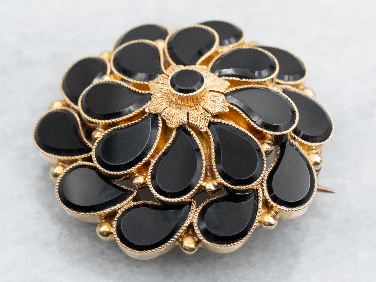 Funky Black Glass Brooch or Pendant