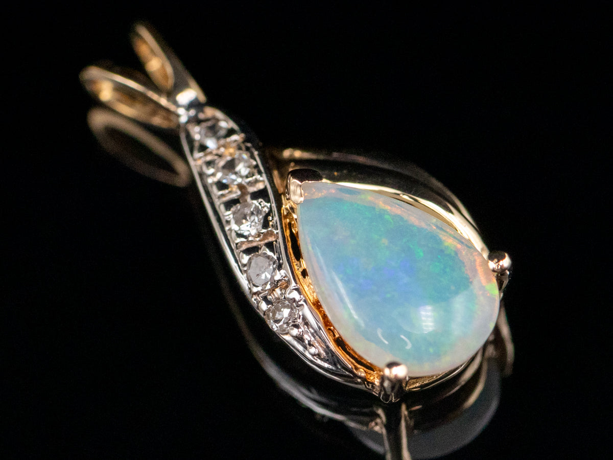 Modern Opal and Diamond Pendant