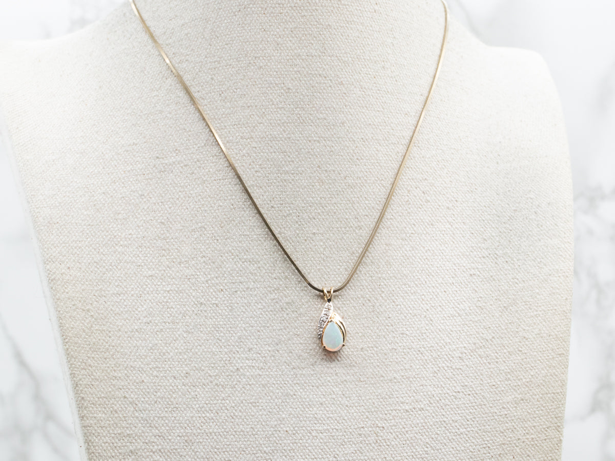 Modern Opal and Diamond Pendant