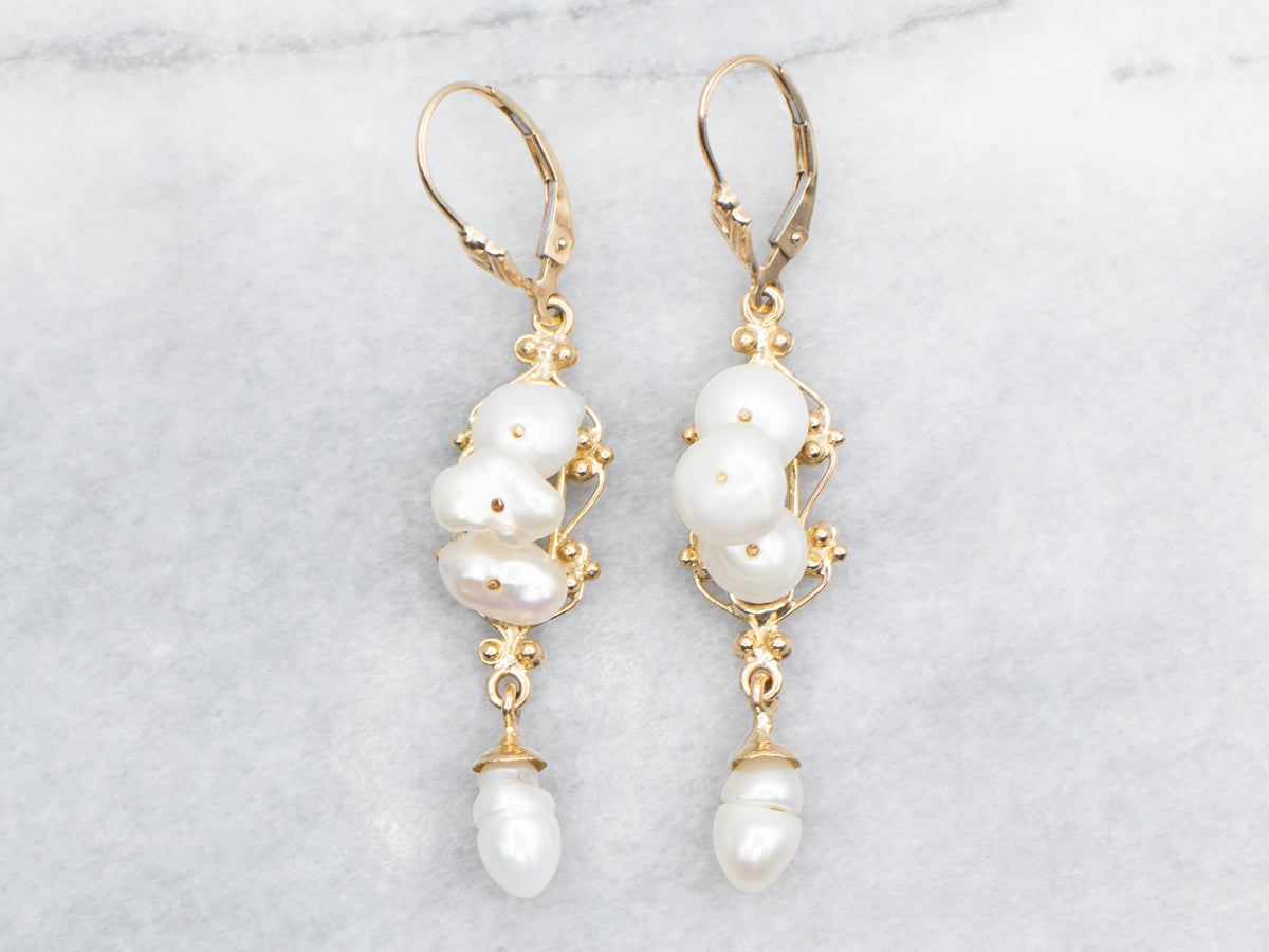 Natural Shaped Pearl Drop Earrings