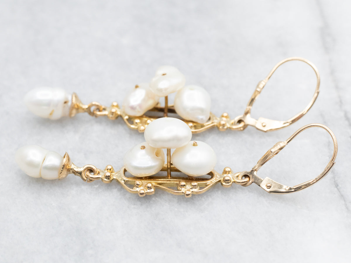 Natural Shaped Pearl Drop Earrings