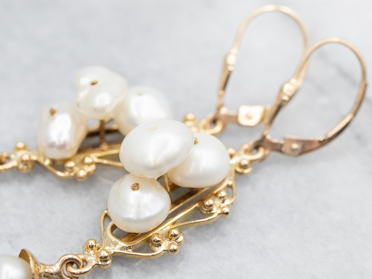 Natural Shaped Pearl Drop Earrings