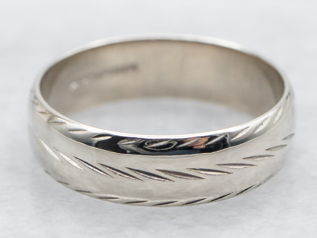 Etched Pattern Wedding Band