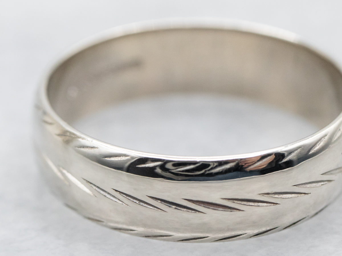 Etched Pattern Wedding Band