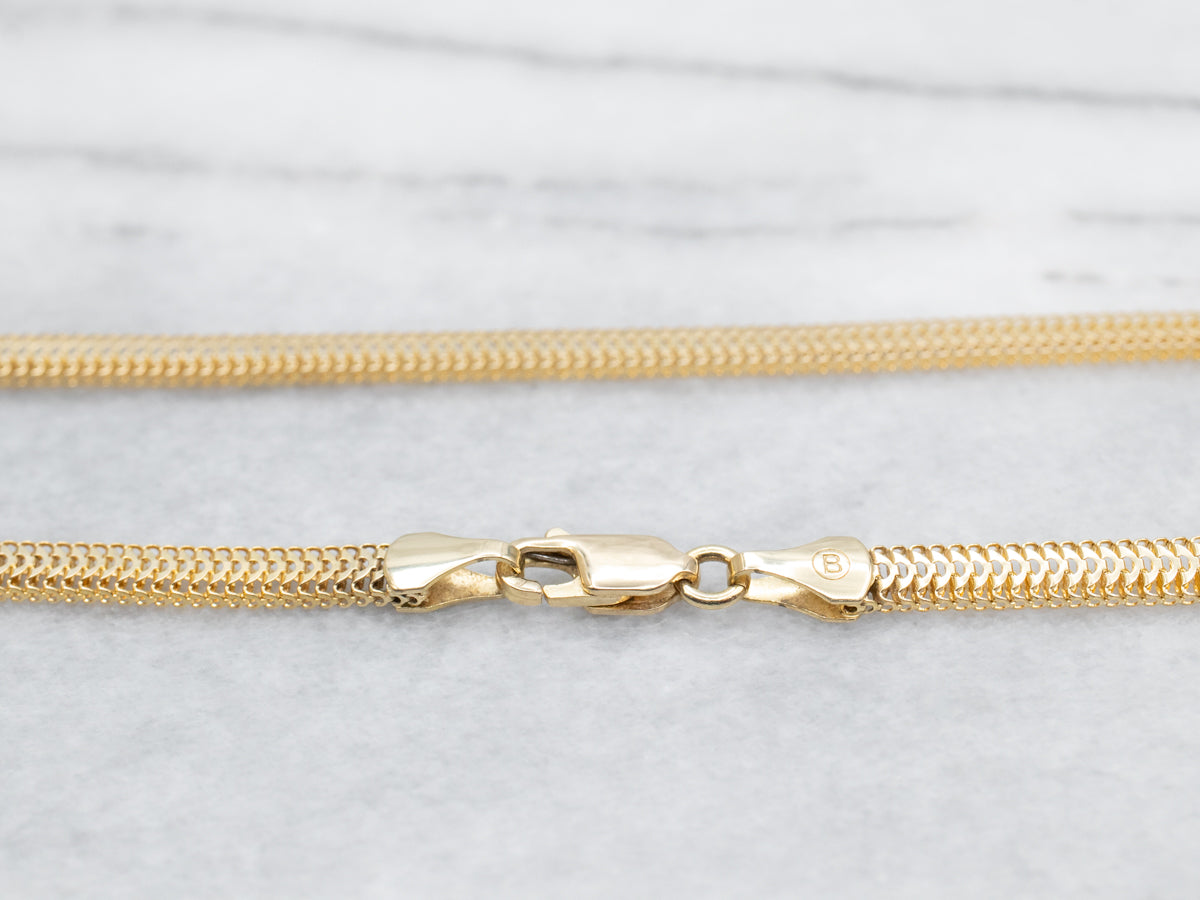 Wide Woven Gold Chain Necklace