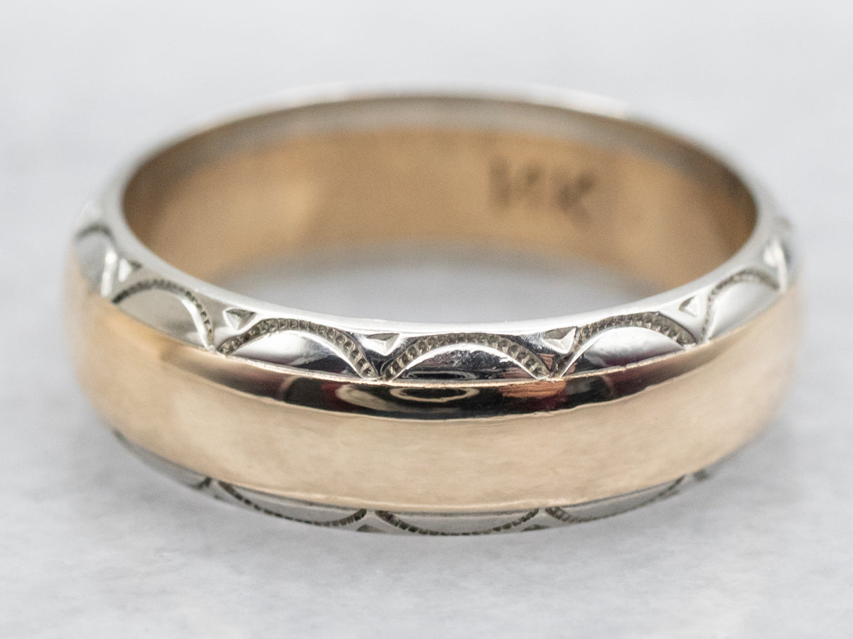 Mid Century Two Tone Gold Pattern Edge Band