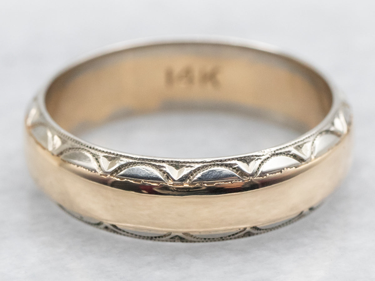 Mid Century Two Tone Gold Pattern Edge Band