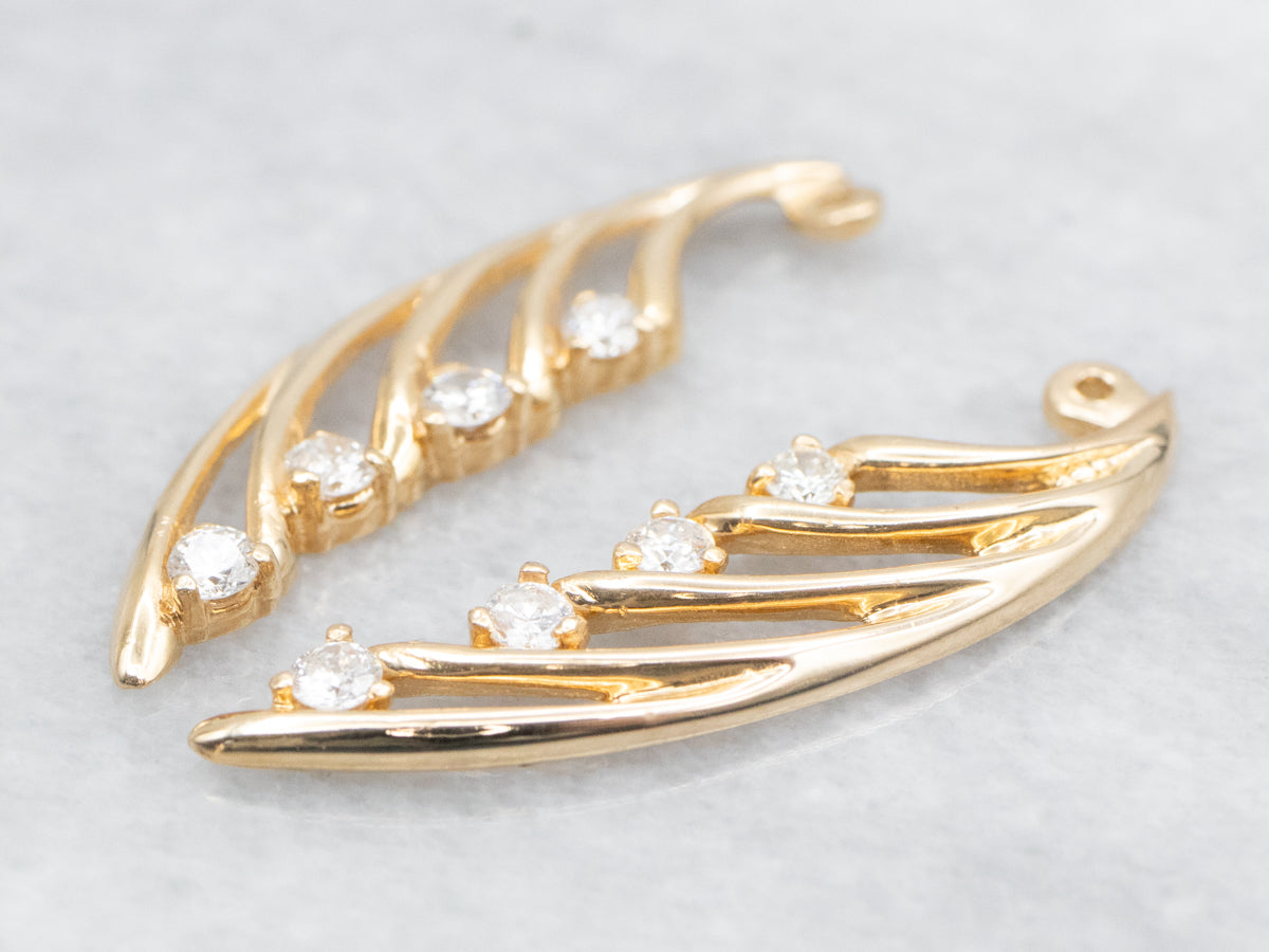 Winged Gold Drop Diamond Earring Jackets