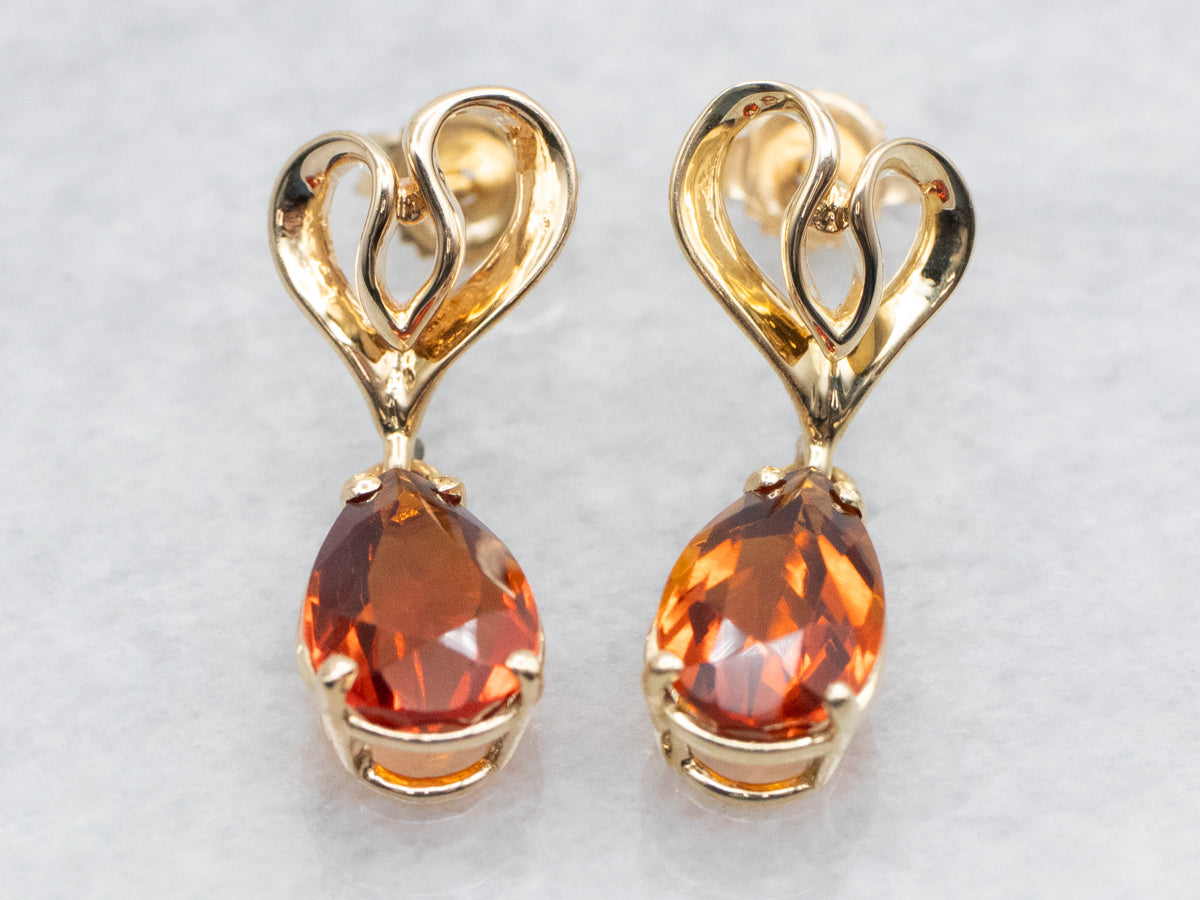 Teardrop Citrine Sweetheart Drop Earrings