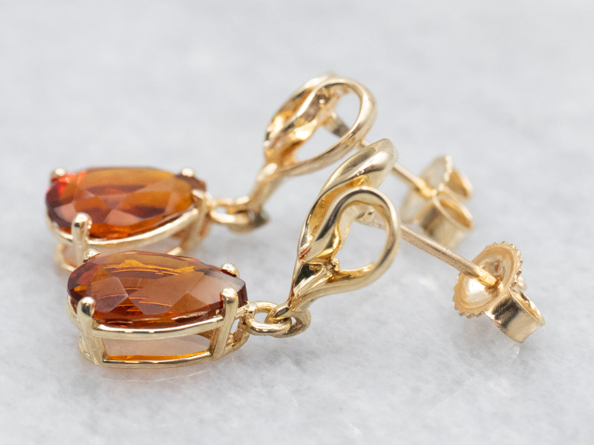 Teardrop Citrine Sweetheart Drop Earrings