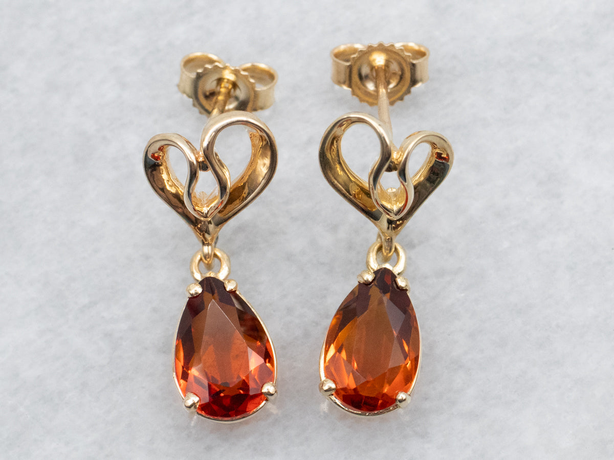 Teardrop Citrine Sweetheart Drop Earrings