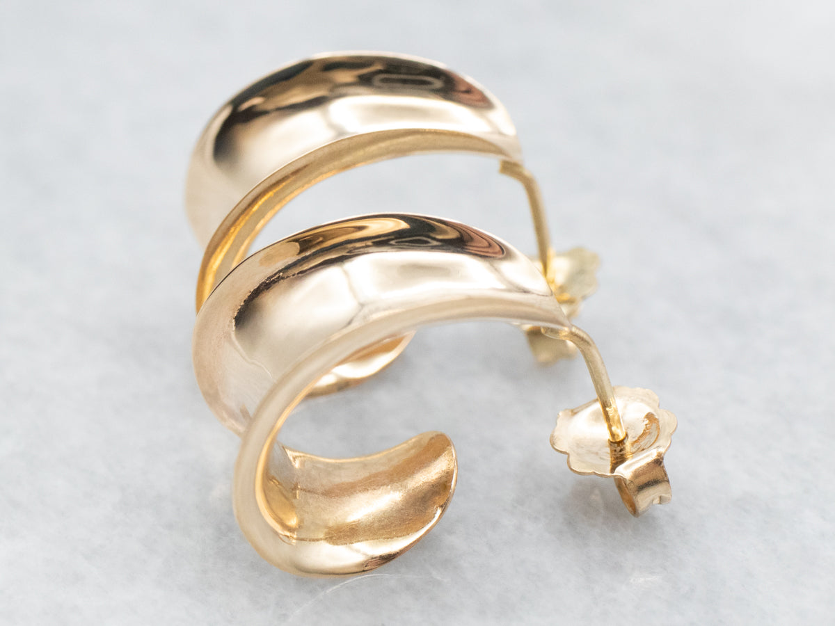 Yellow Gold Concave Hoop Earrings