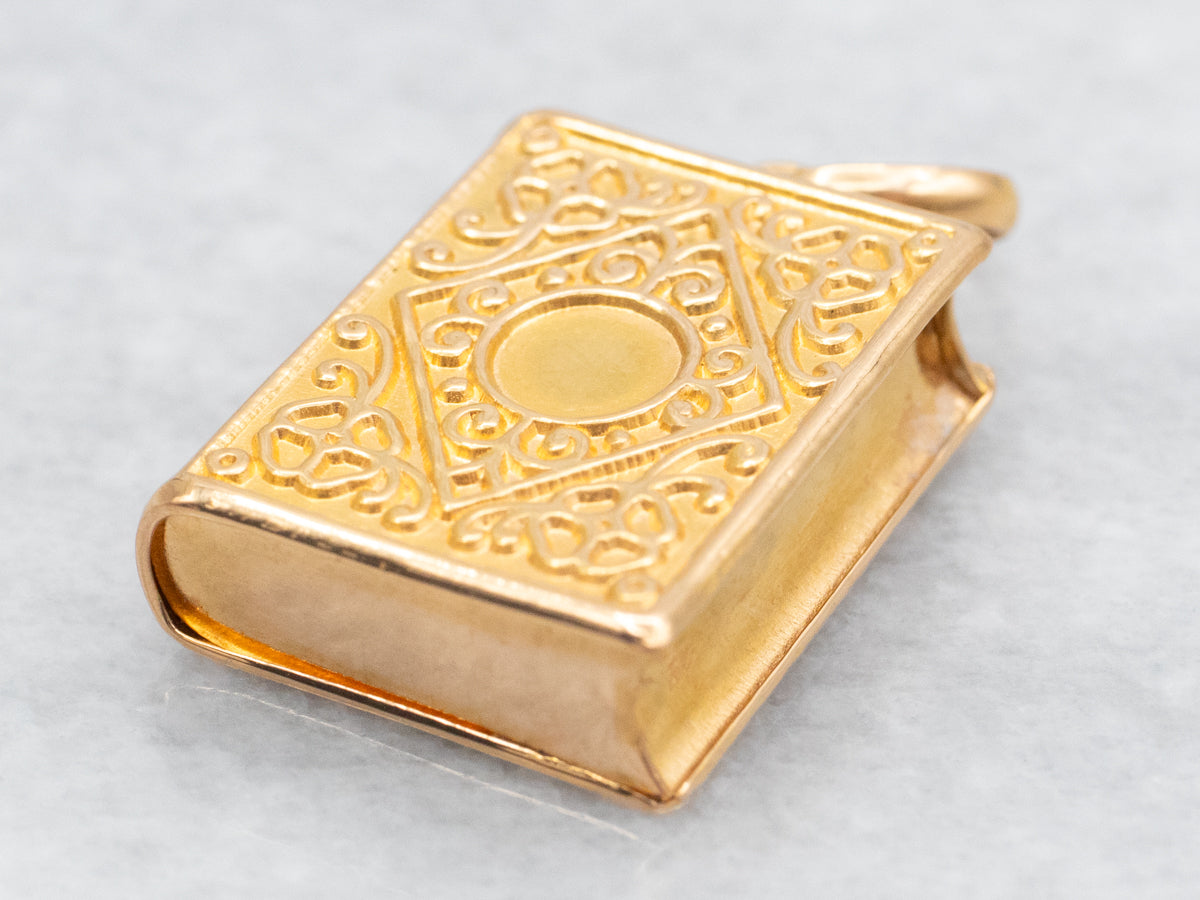 Ornate 21-Karat Gold Book Pendant