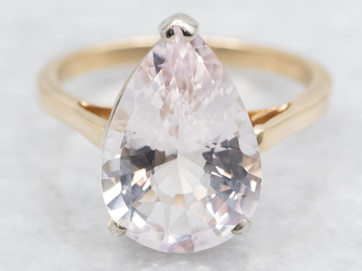 Two Tone Morganite Solitaire Ring