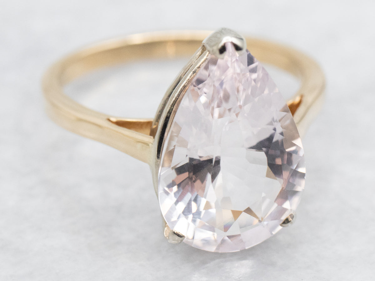 Two Tone Morganite Solitaire Ring