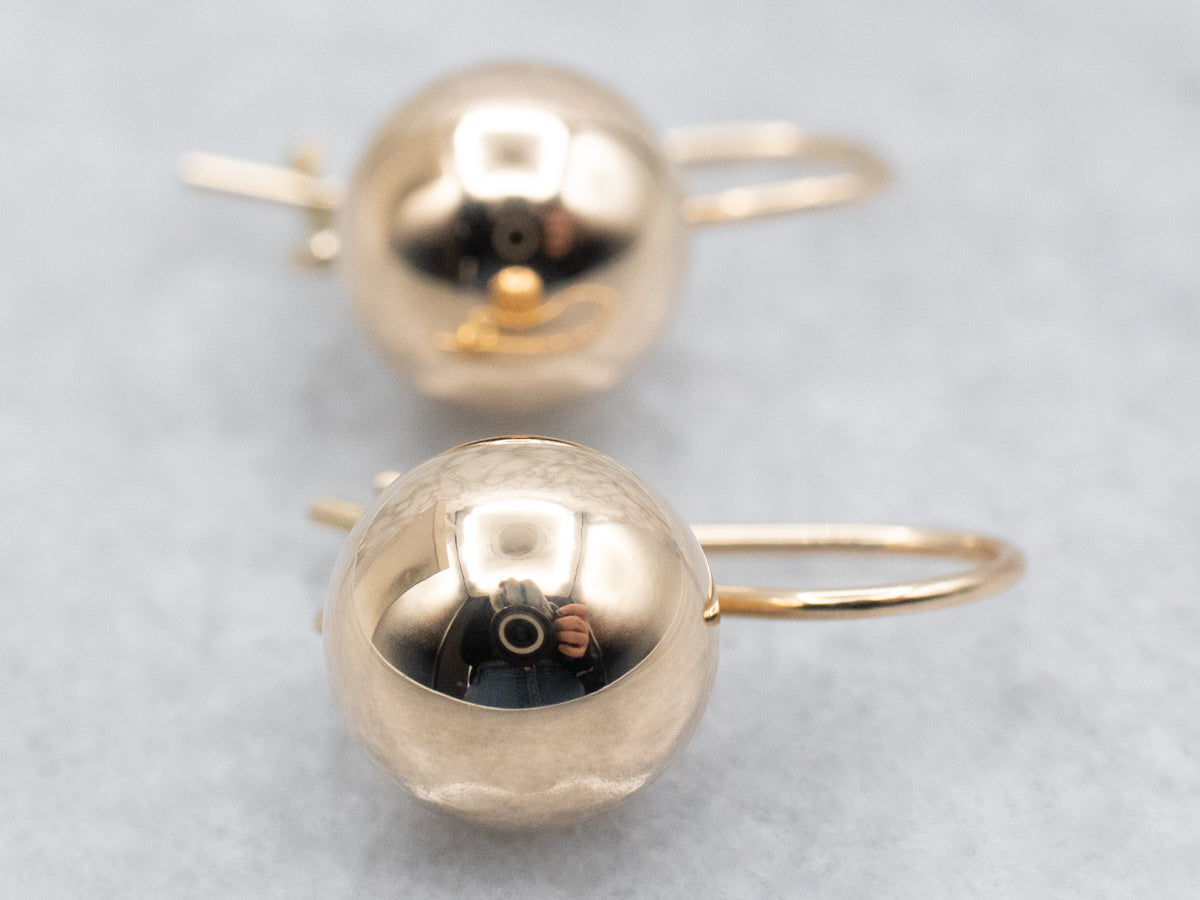 Polished Gold Ball Drop Earrings