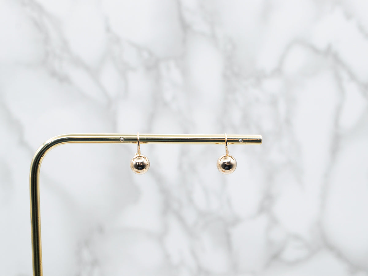 Polished Gold Ball Drop Earrings