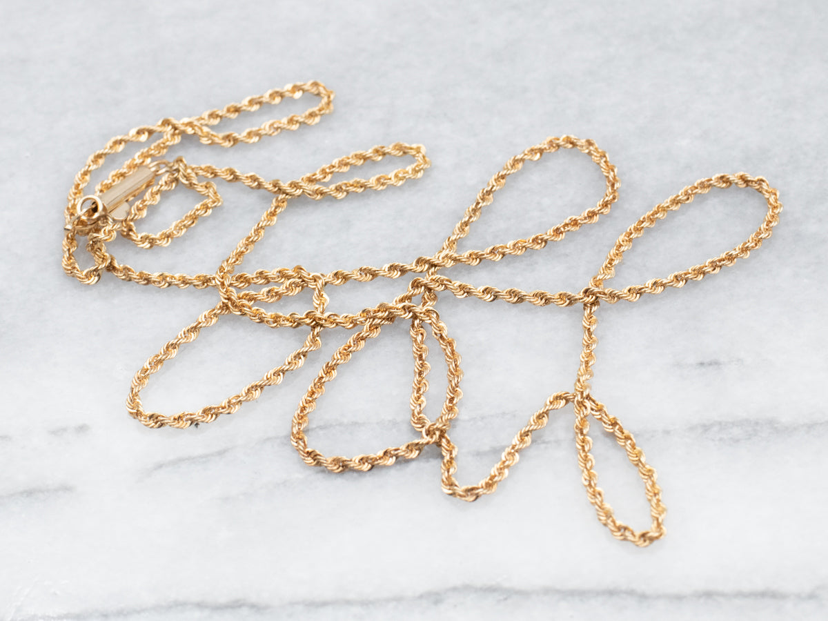 Long Gold Rope Twist Chain with Barrel Clasp