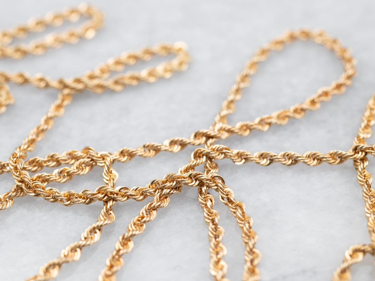 Long Gold Rope Twist Chain with Barrel Clasp