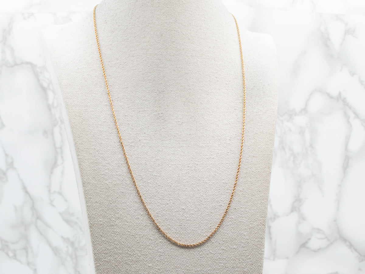 Long Gold Rope Twist Chain with Barrel Clasp