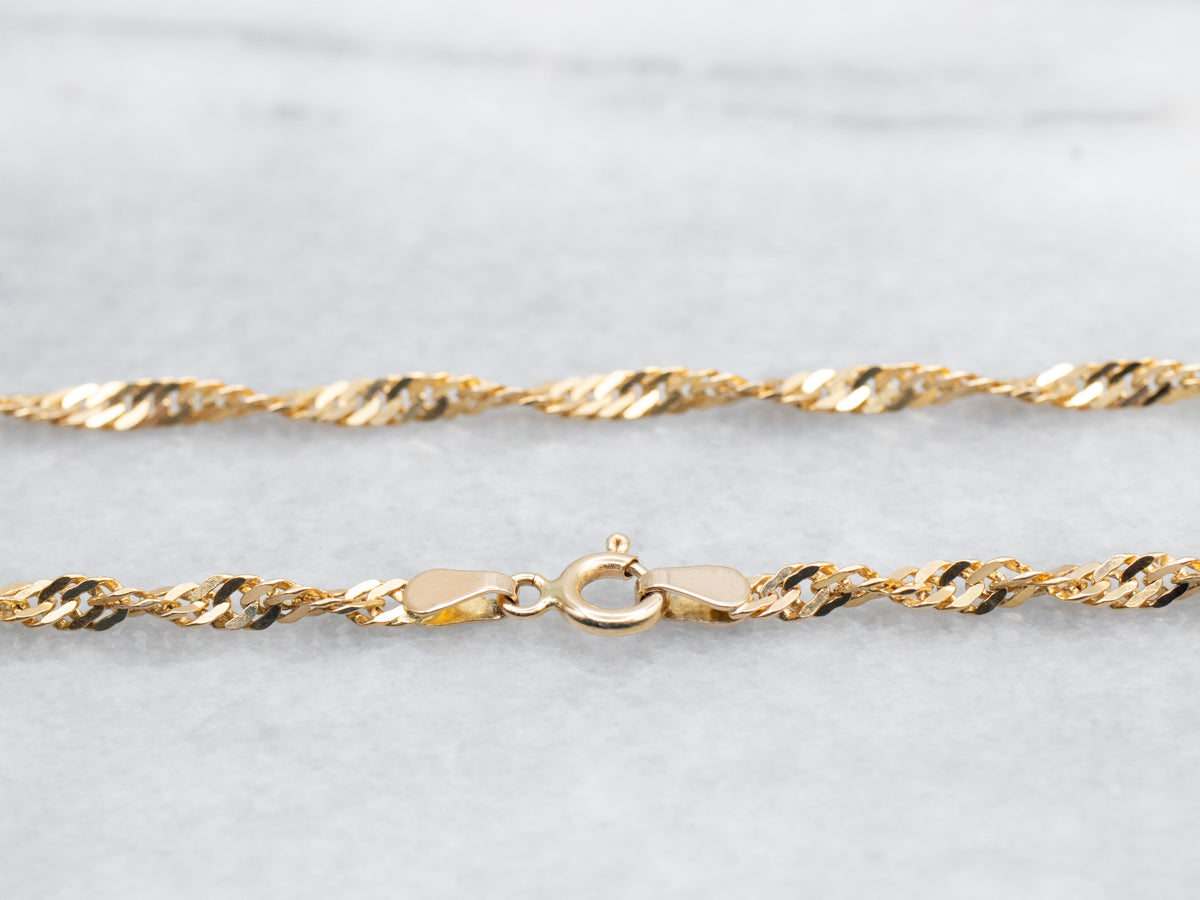 Yellow Gold Singapore Chain with Spring Ring Clasp