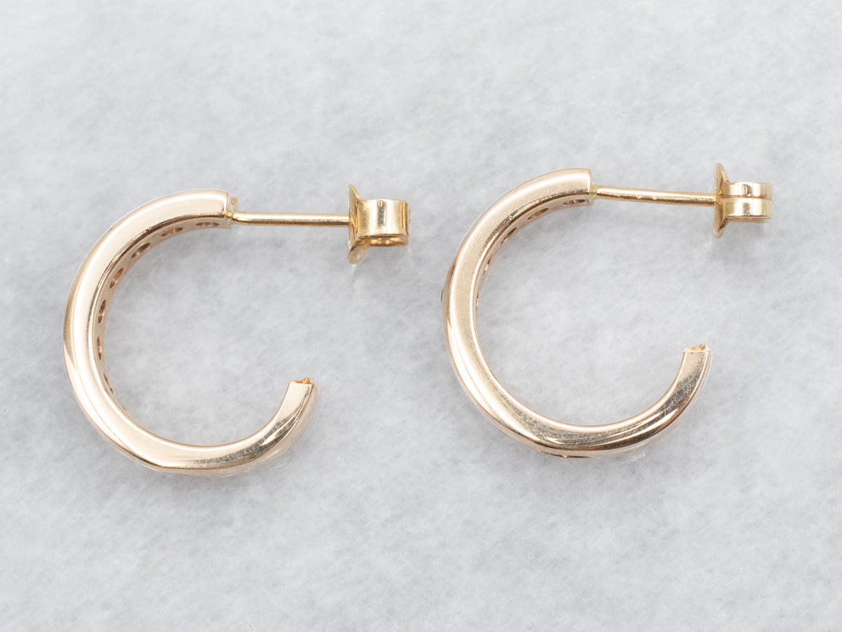 Channel Set Sapphire and Diamond Hoop Earrings