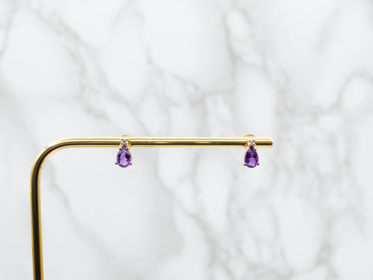 Amethyst and Diamond Stud Earrings