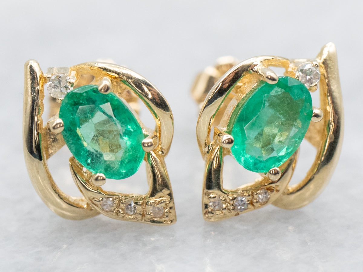 Emerald and diamond studs online