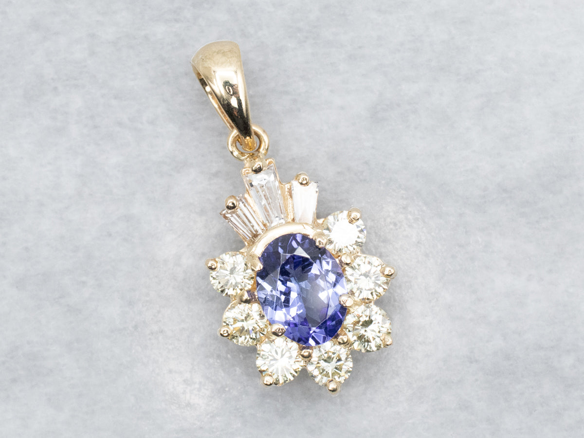 Tanzanite Pendant with Diamond Halo