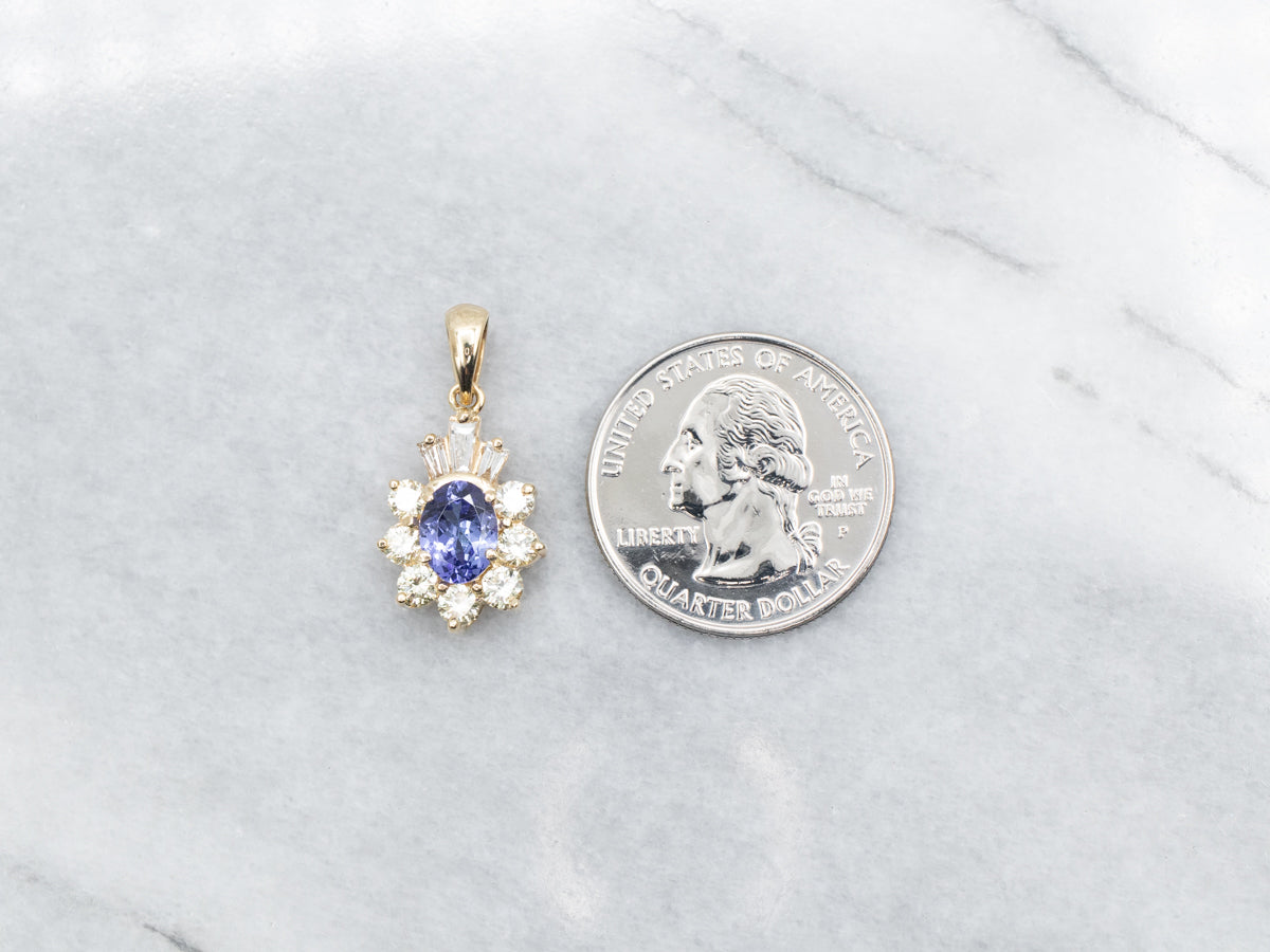 Tanzanite Pendant with Diamond Halo