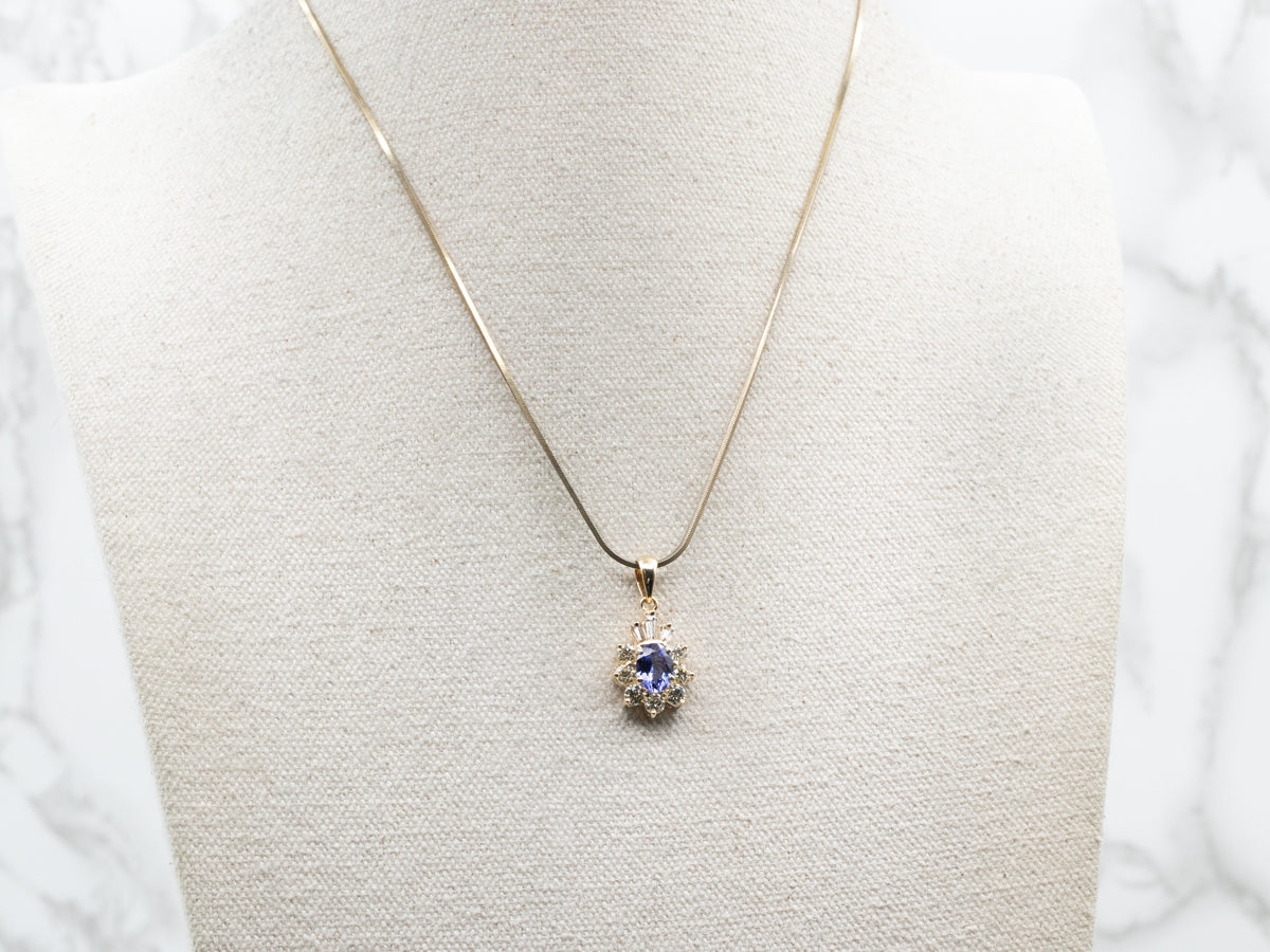 Tanzanite Pendant with Diamond Halo